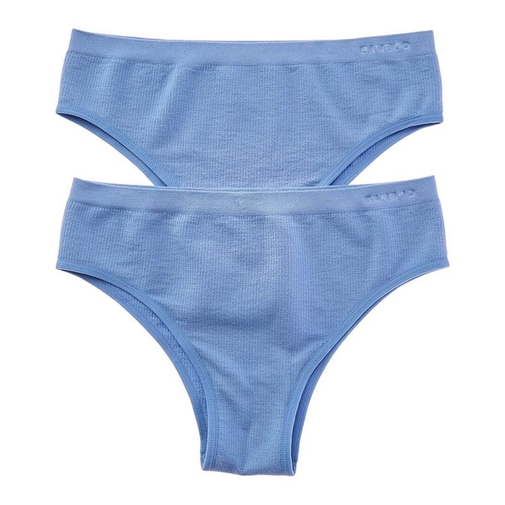 Bamboo Womens Set Of 2 Seamless Waffle Bikini Brief, Blue